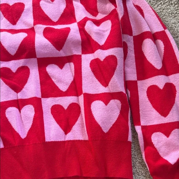 Red and Pink Heart-Print Button-Front Cardigan - Picture 10 of 11